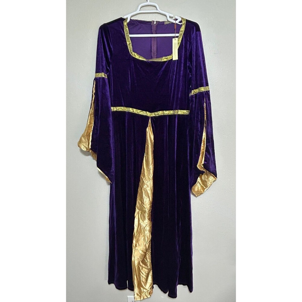 Artemisia Designs Medieval Renaissance Gown Women’s XL Purple Velvet Gold Trim